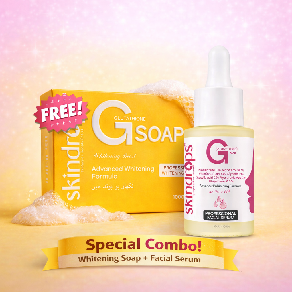 Glutathione Whitening Serum + FREE Whitening Soap | Skin Brightening Combo   Skindrops