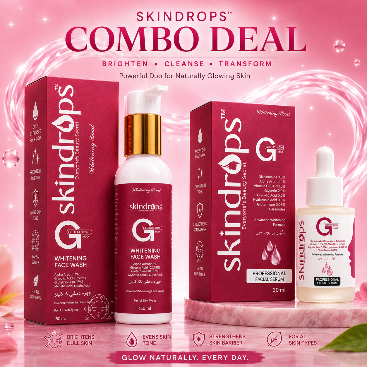 Glutathione Whitening Serum MAX + FREE FACEWASH MAX