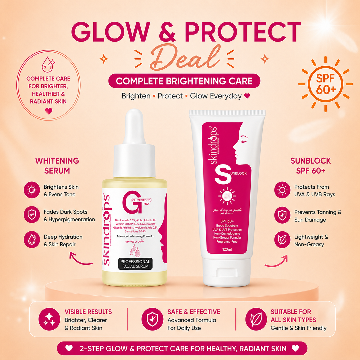 glutathione sunblock Serum + SPF 60 Combo natural extracts like chamomile healthletic bpc 157 amazon Specification:20 mg Glutathiome