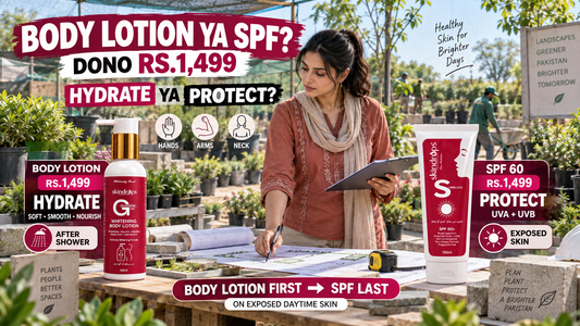 SKINDROPS Body Lotion vs SPF 60 – Which Should You Use on Exposed Body Skin in Pakistan?