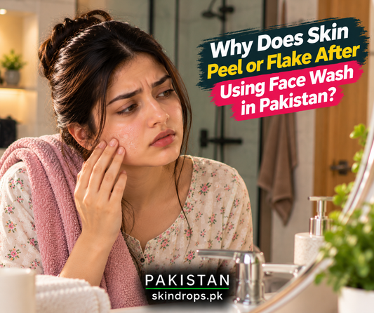 Pakistani woman with flaky skin after face wash, SKINDROPS skincare education