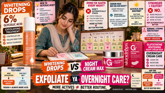 Whitening Drops vs Night Cream MAX – Exfoliate or Overnight Care? Pakistan 2026