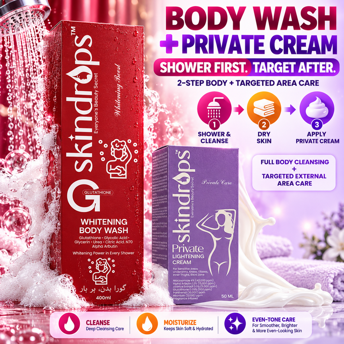 Whitening Body Wash MAX + Private Parts Lightening Cream
