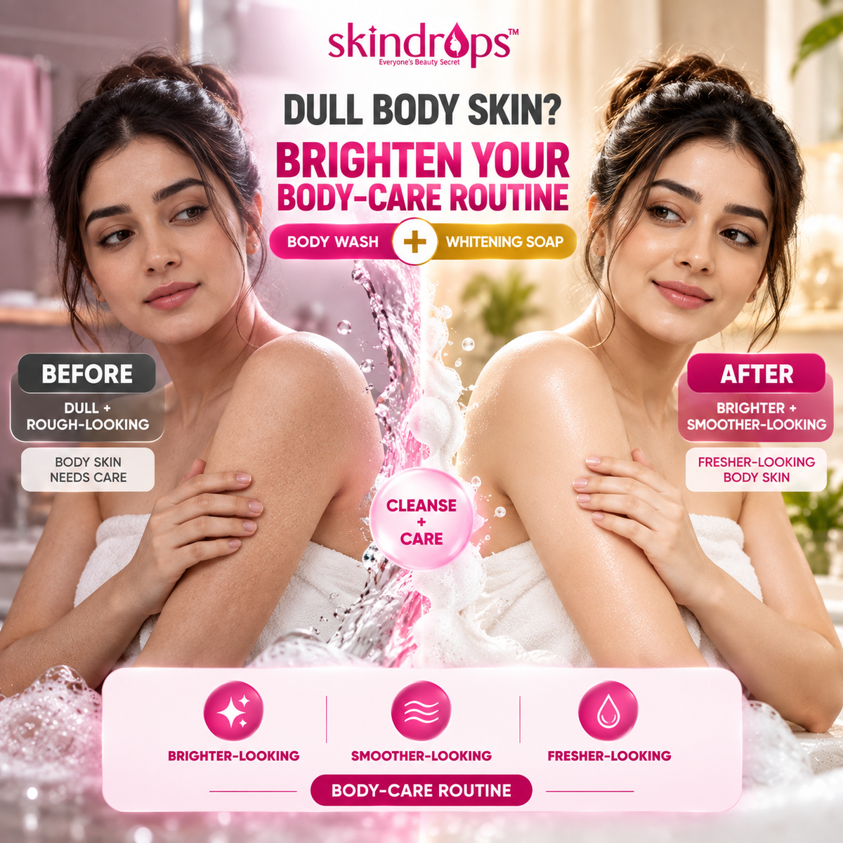 Glutathione Body Wash 400ML + Whitening Soap 100G Combo