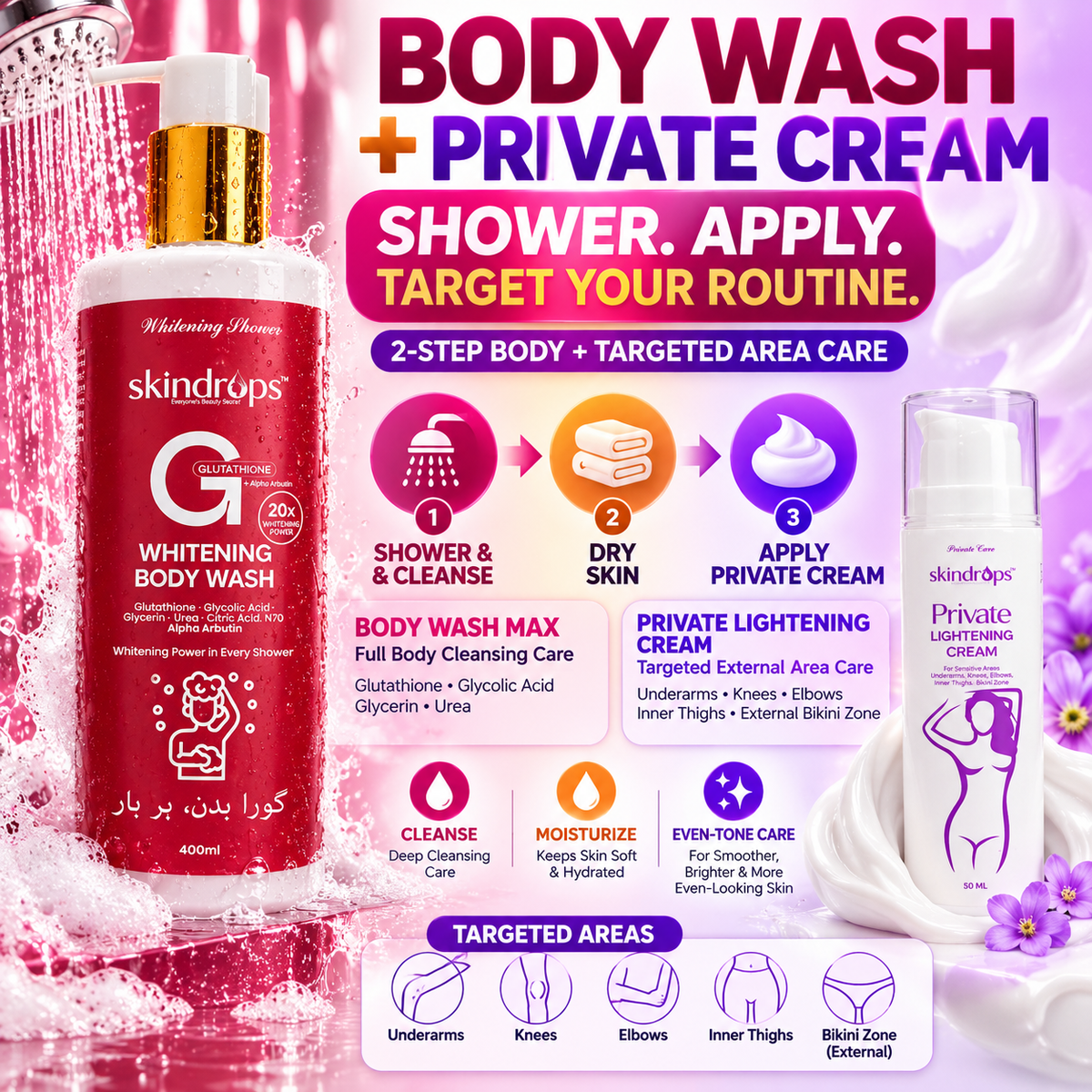 Whitening Body Wash MAX + Private Parts Lightening Cream