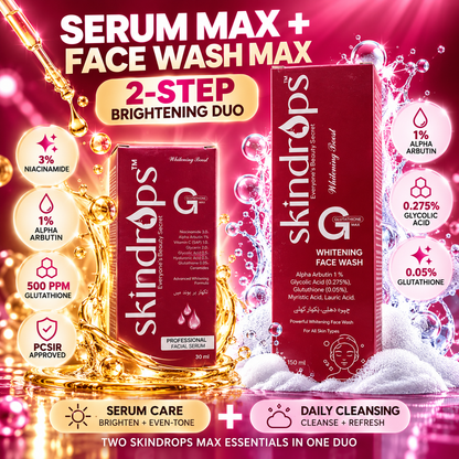 Glutathione Whitening Serum MAX + Face Wash MAX