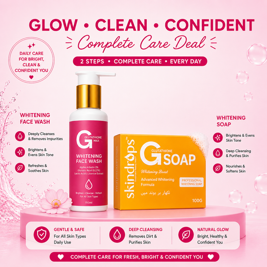 Glutathione Face Wash + Whitening Soap Combo