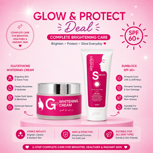 Skindrops Glutathione Whitening Cream MAX + SPF 60 Sunblock Combo